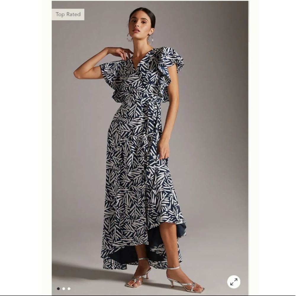Anthropologie Hutch Ruffle Printed Wrap Maxi Dress
